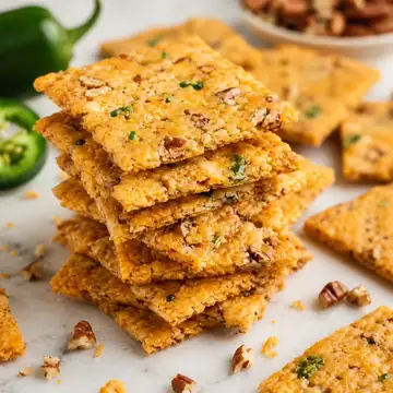 Keto Cheddar Jalapeño Pecan Crackers