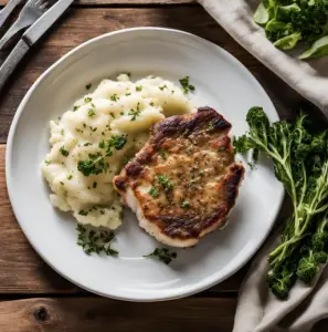 Keto Herb-Crusted Pork Chops with Cauliflower Mash