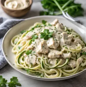 Low-Carb Chicken Alfredo Zoodles