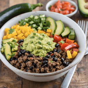 Slow Carb Beef & Veggie Bowl