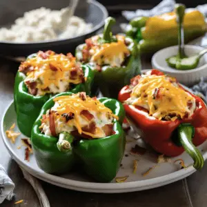 Strict Keto Creamy Bacon & Cheese Stuffed Peppers